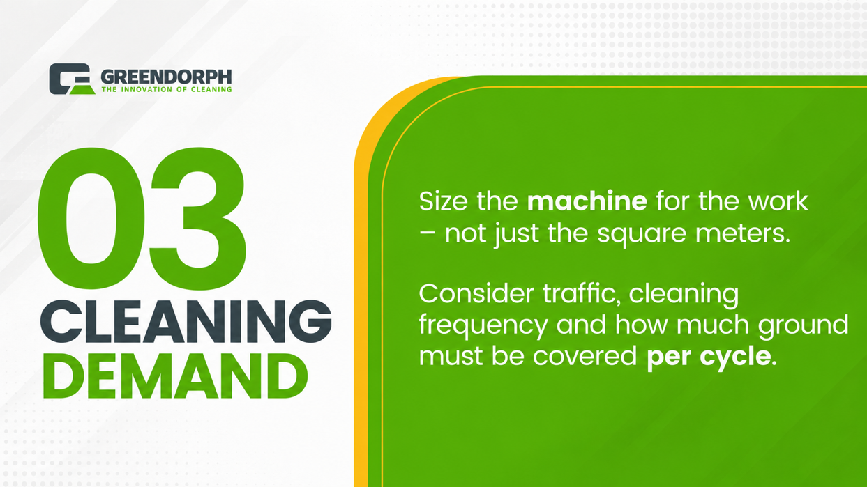 Cleaning demand assessment, including traffic, cleaning frequency and coverage per cycle.
